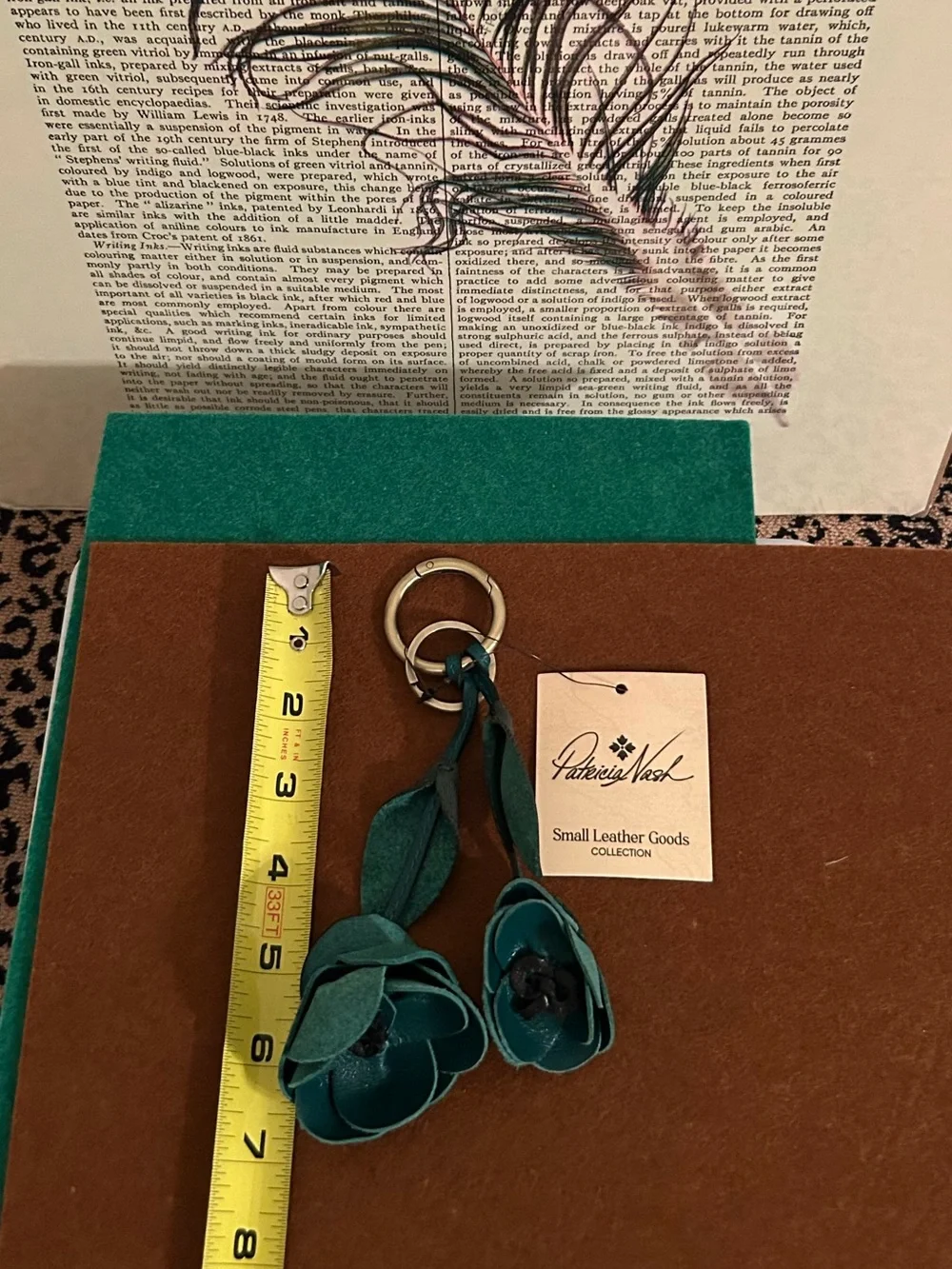 Patricia Nash (NWT) Authentic Leather Double Flower Key Holder or Bag Charm